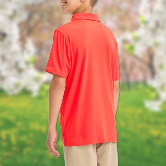 NWT Neon Coral Orange Golf Collar Polo Shirt - Boys Sizes XS (4/5), L (12/14) - Picture 2 of 4